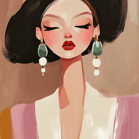 Portrait moderne, la fille au chapeau sur Carla Van Iersel