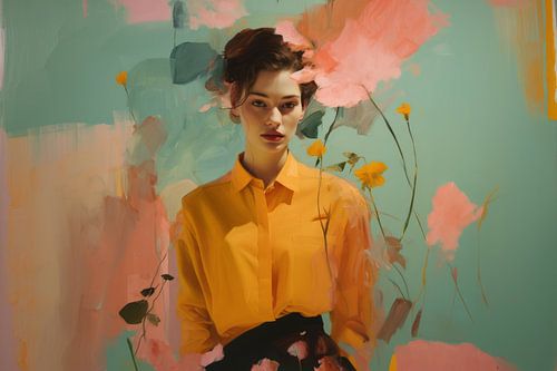 Kleurrijk, deels abstract portret