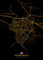 Veenendaal City Map Modern Black Gold