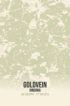 Vintage landkaart van Goldvein (Virginia), USA. van MijnStadsPoster