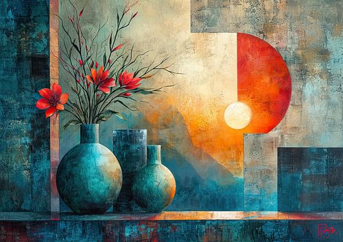 Nature morte moderne de fleurs | Éruption solaire