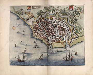 Vlissingen, Stadsplattegrond Joan Blaeu 1652 van Atelier Liesjes