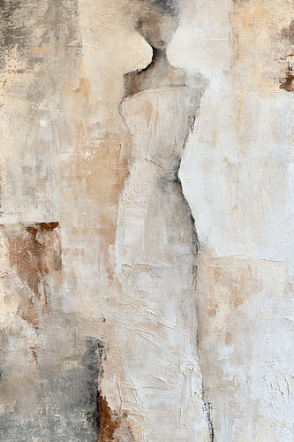 Abstract vrouwelijk portret in aardetinten van Japandi Art Studio