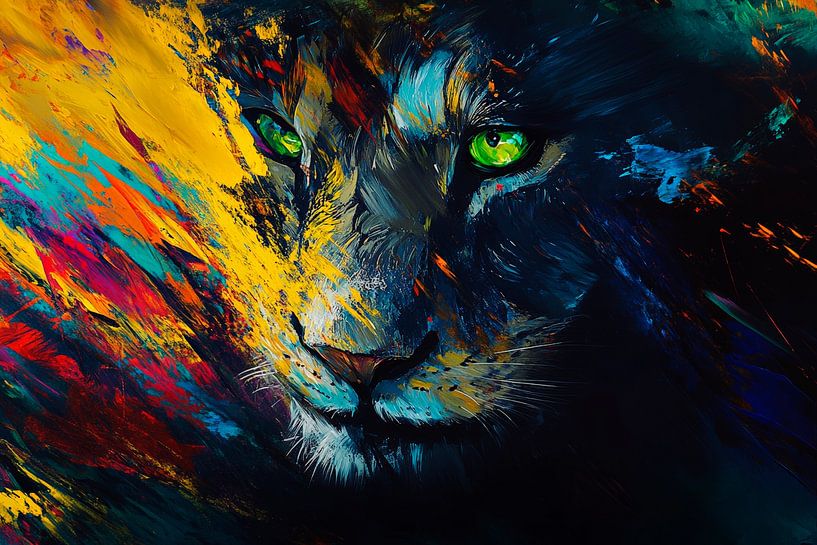 Colour explosion in the lion's face - Artful by Poster Art Shop