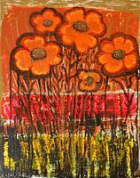 Verbrande bloemen. Lijdende natuur.