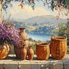 Fleurs et pots | Vues sur le lac avec pots sur Caprices d'Art