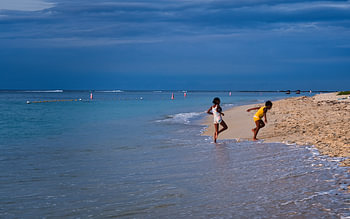 Enfants jouant au bord de la mer