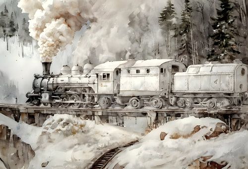 White steam locomotive
