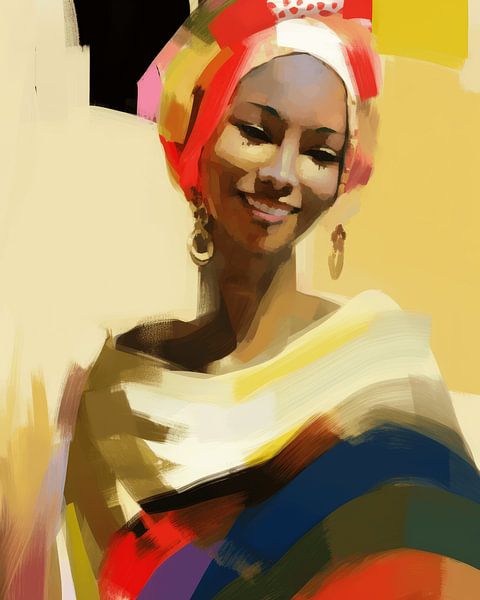 Colourful modern and abstract portrait by Carla Van Iersel