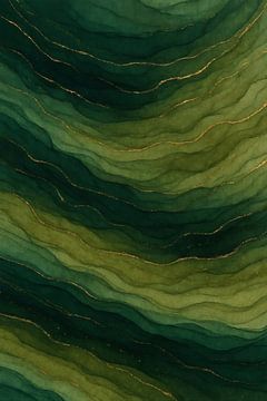 Grüne Wellen-Schichten mit Gold