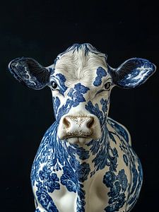 Kuh in Delfter Blau