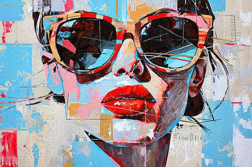 Sonnenbrille | Rote Lippen, dunkle Brille