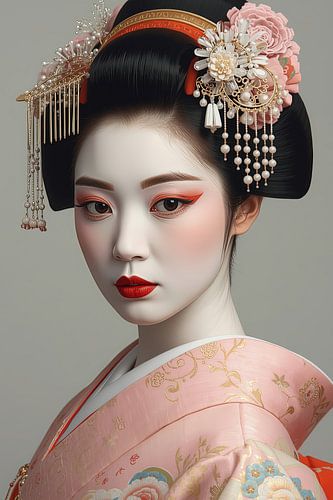 Geisha in Pastelkleuren.