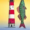 Lighthouse With Fish by Helmut Böhm