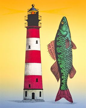 Lighthouse With Fish by Helmut Böhm