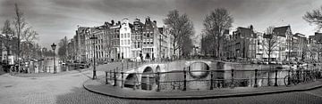 Panorama Keizersgracht Amsterdam in schwarz und weiß von Heleen van de Ven