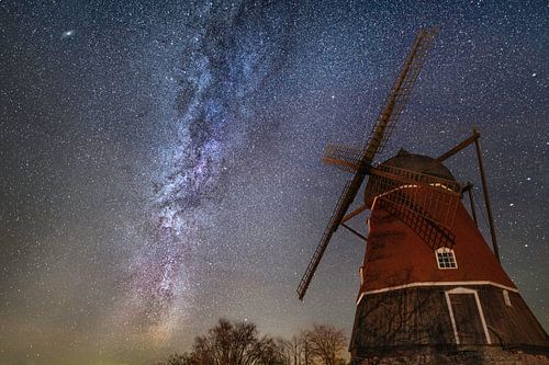 Milchstraße über Loftahammars Windmühle