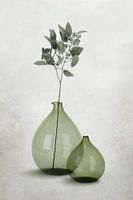Glasvasen in transparenten Grau-Grün-Tönen