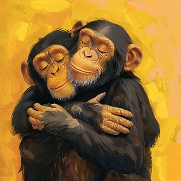 Chimpansee Liefde | Primate Hug Fest van Blikvanger Schilderijen