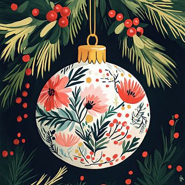 Weihnachtskugel mit Blumen von Wunderbare Kunst