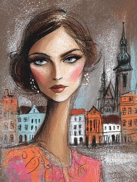 Woman in Hungary | Stylish woman in Heart of Hungary by Abstract Painting