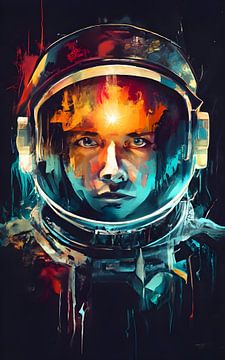 Astronaut schilderij kunst van Ayyen Khusna
