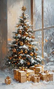Weihnachtsbaum | Weihnachtsbaum mit goldenen Geschenken