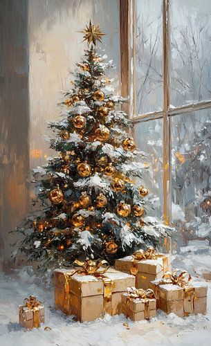 Christmas tree | Christmas tree with golden presents