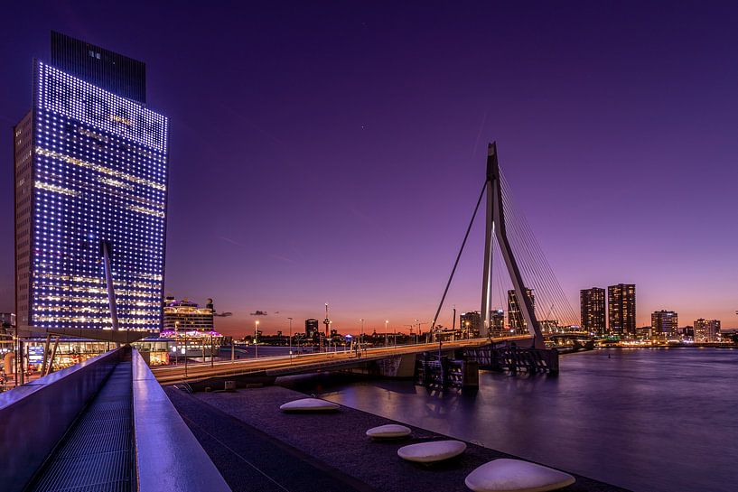 Erasmusbrücke - KPN-Gebäude - Rotterdam von Fotografie Ploeg