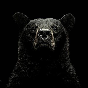 dramatic portrait of a black grizzly bear