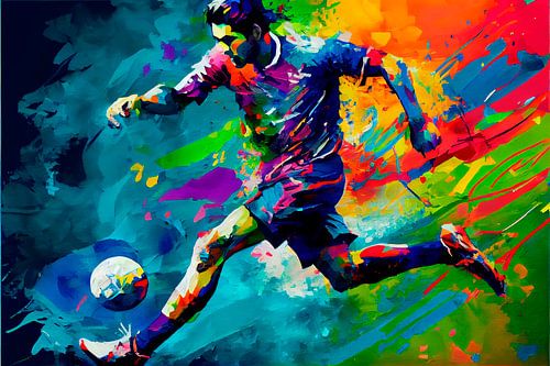 Peinture impressionniste d'un footballeur. Partie 3