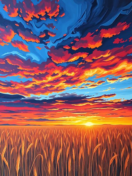 Fiery Sunset Field by rendyokt rendy