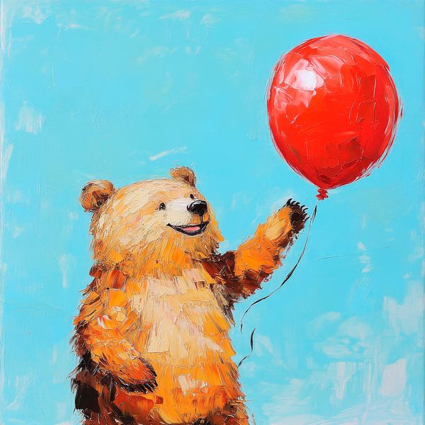 Bär mit rotem Ballon malerei von Poster Art Shop