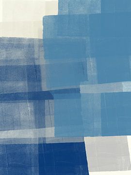 Abstracte vormen in blauw en wit