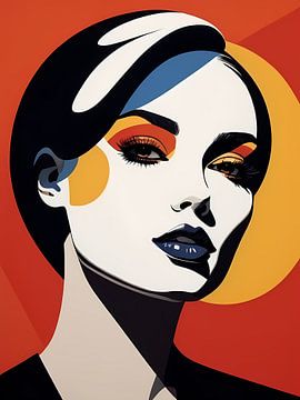 Pop Art Vrouwenportret Abstract Geometrische Kunst