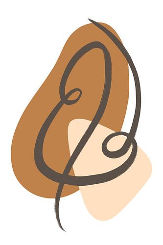 Abstract art work - feather modern copper beige