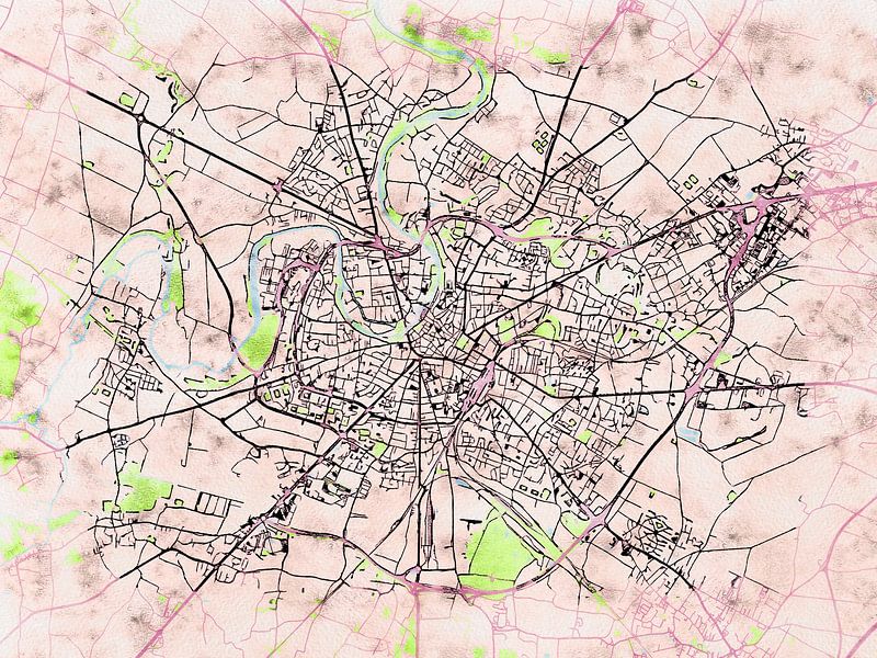 Map of Niort with the style 'Soothing Spring' by Maporia