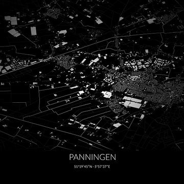 Schwarz-weiße Karte von Panningen, Limburg. von Rezona