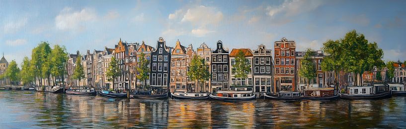 Amsterdam in Kleur: Een Kunstwerk vol Licht en Reflectie van Thea