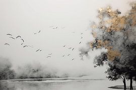 Landschaft im Wabi-Sabi-Stil mit einem Hauch von Gold von Studio Allee