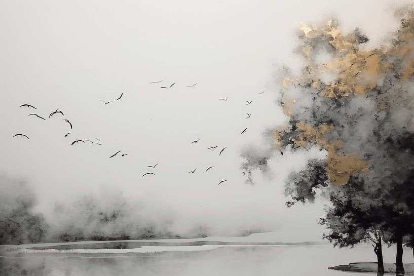 Wabi-sabi style landscape with a touch of gold by Studio Allee