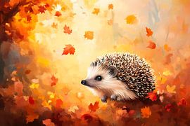 Igel im Herbst von Poster Art Shop