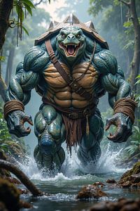 Fantasy Wall Art: TURTLE – A Mighty Beast Marches Through the Jungle with Its Shell
