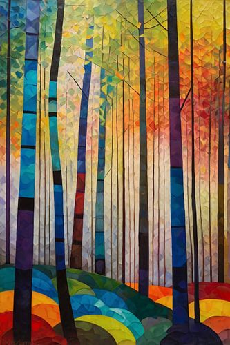 Kleurrijk abstract boslandschap