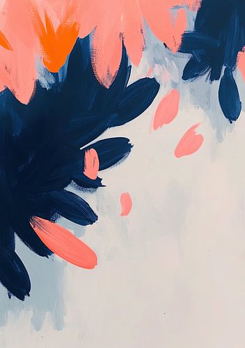 Abstract Schilderij Kunstdruk Modern Blauw Oranje