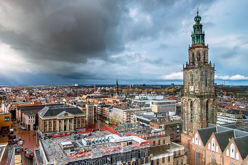 Rainfall drains over the city of Groningen