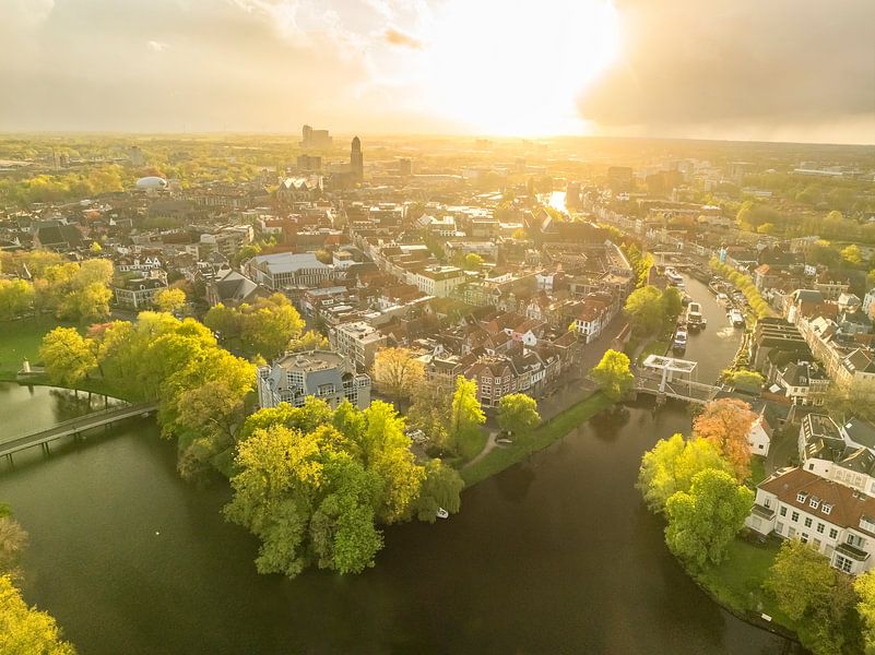 Zwolle city Thorbeckegracht aerial view during a springtime sunset by Sjoerd van der Wal Photography