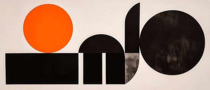 Abstracte vormen in zwart en oranje van Poster Art Shop