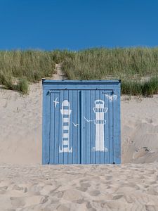 Porträt eines blauen Strandhauses