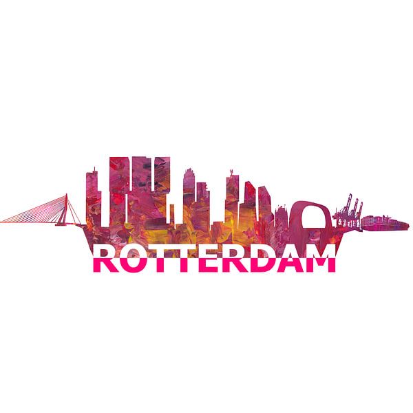 Rotterdam Holland Skyline Silhouet van Markus Bleichner